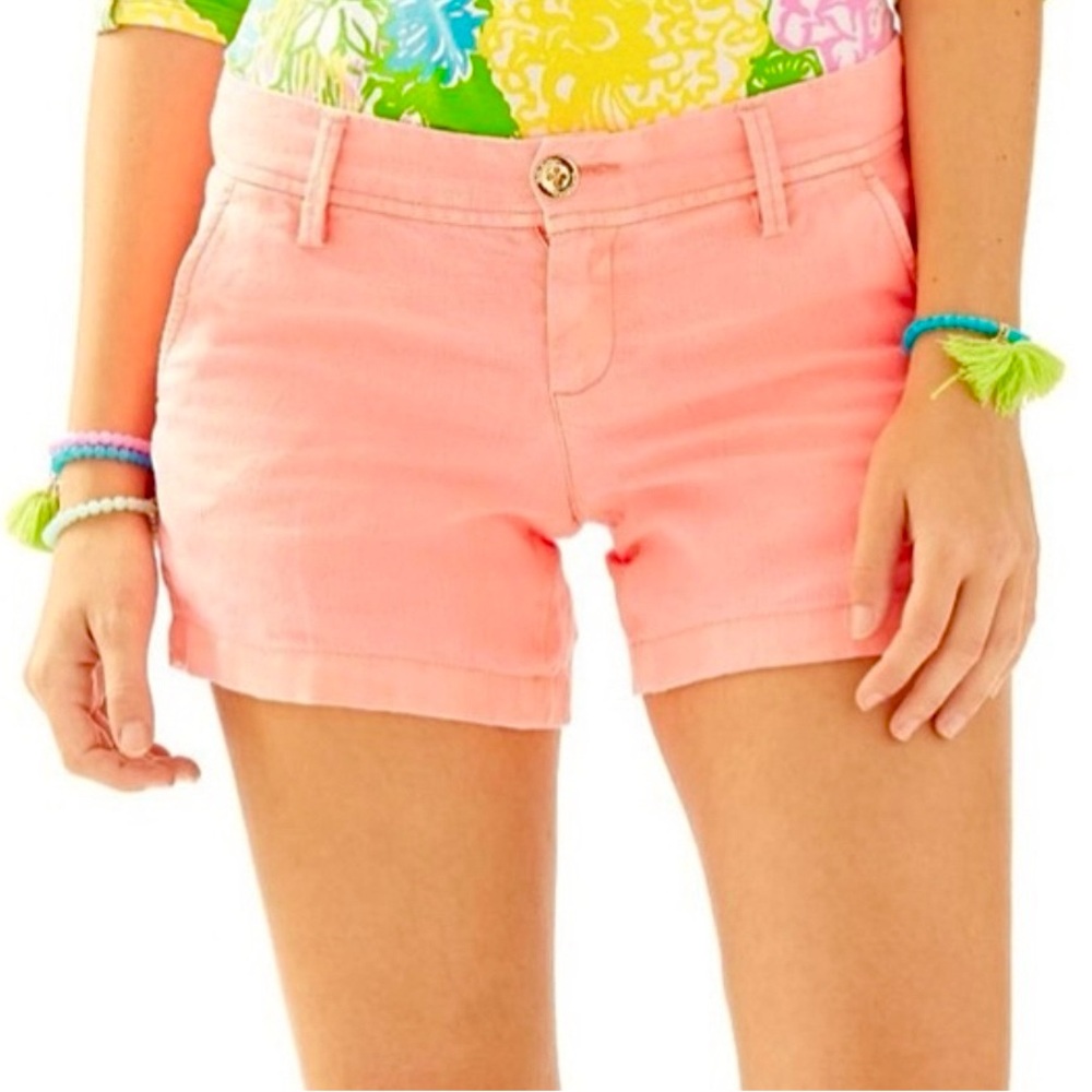 Lilly Pulitzer Calla Linen Short Peachy Pink Coral 14